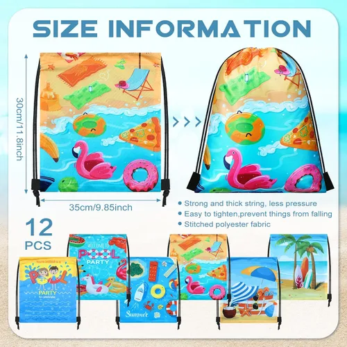 Vista 2 de Boao 12 unidades de bolsas de regalo de fiesta de playa de verano para niños, bolsas de regalo, bolsas de dulces para fiesta en la playa