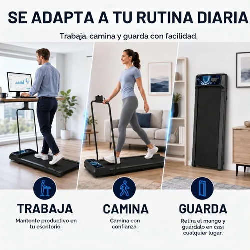 Vista 8 de Caminadora con barra de asa, 8% de inclinación debajo del escritorio