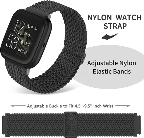 Vista 3 de Sunnyson Paquete de 2 pulseras trenzadas de nailon elástico compatibles con Versa 2/Versa/Versa Lite/Versa SE, correas de repuesto ajustables
