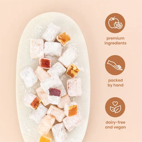 Vista 4 de Liberty Orchards, Berry Delights – Surtido de bocadillos veganos de bayas, sin gluten, nueces Lokum fresa, arándano nuez delicia turca dulces caja