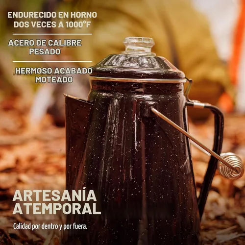 Vista 6 de COLETTI Cafetera Percolator clásica: la cafetera de camping más nostálgica, ahora modernizada [esmalte negro, 12 tazas]