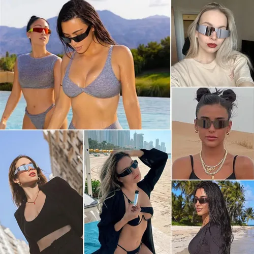 Vista 2 de BAWUYI Y2K - Lentes de sol envolventes futuristas para hombres y mujeres, visera cibernética, deportivos, monobloque, accesorios de los años 2000