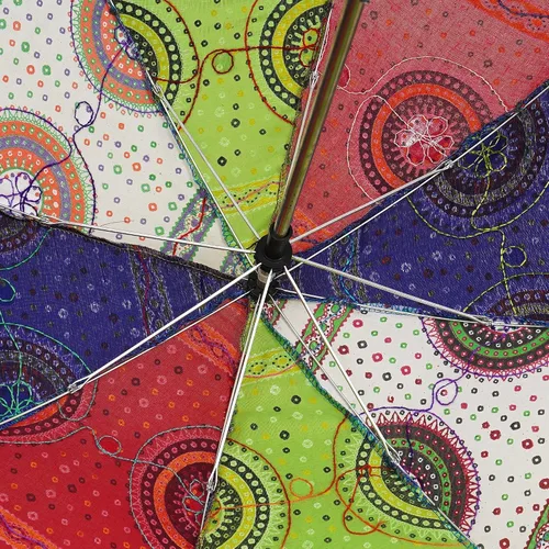 Vista 4 de Marubhumi Paraguas de diseño indio hecho a mano de algodón multicolor multicolor bordado Boho paraguas sombrilla (5 unids)
