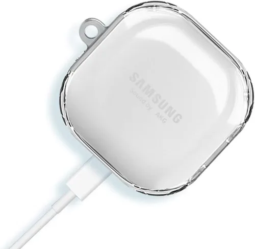 Vista 4 de CaseHome Funda con nombre personalizada compatible con Samsung Galaxy Buds Live (versión 2020) Buds Pro (versión 2021), cubierta transparente de TPU