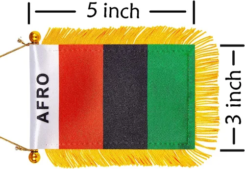 Vista 2 de WXTWK Bandera afro americana de 3 x 5 pulgadas, bandera panafricana para colgar en la ventana, pequeñas banderas para automóvil, decoración
