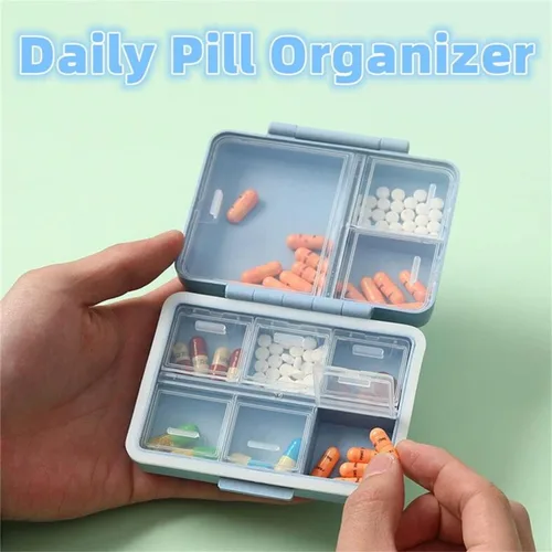 Vista 3 de 2023 Nuevo organizador diario de píldoras, 9 compartimentos, pastillero portátil sellado, organizador de pastillas de viaje, pastillero de diseño