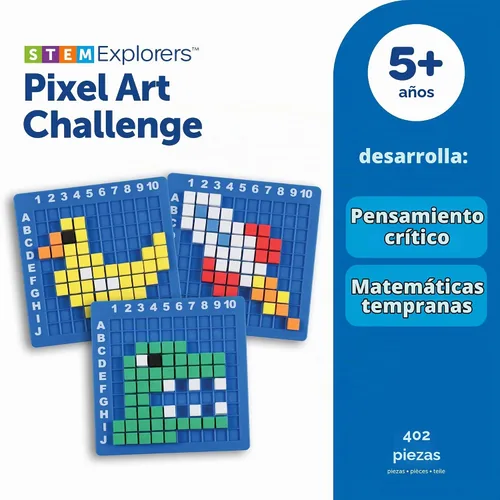 Vista 6 de Learning Resources STEM Explorers Desafío de Arte Pixel - Rompecabezas Matemáticos, Bloques de Patrones, Juego Sensorial, Artes y Manualidades