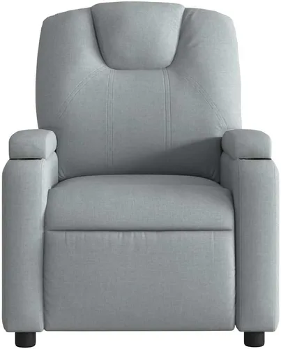 Vista 9 de Silla reclinable eléctrica de masaje con función de vibración, reclinable de elevación eléctrica, silla tapizada de tela gris claro para sala