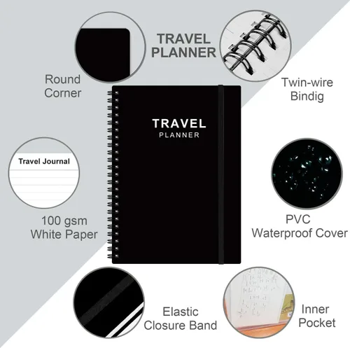 Vista 2 de Diario de viaje para mujeres y hombres, organizador de viajes de vacaciones y carretera, cuaderno de viaje para 6 viajes, planificador de viajes