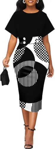 Vista 2 de FairyLove Womens 2024 Summer Round Neck Ruffle Cap Short Sleeve Side Pockets Mini Dress Sundress
