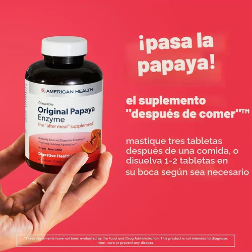 Vista 4 de American Health Enzima de papaya original masticable 250 Chwbls