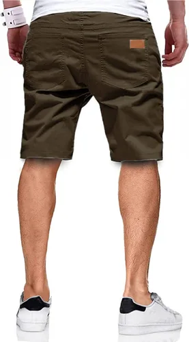 Vista 2 de JMIERR - Pantalones cortos informales para hombre, pantalones cortos de golf, pantalones chinos con cordón, de tela de sarga elástica, para verano