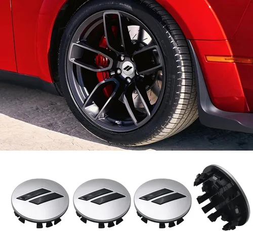 Vista 11 de 4 tapas centrales de rueda de 2.5 pulgadas compatibles con Charger Challenger Durango 2017-2022 Se ajustan a ruedas de 20 pulgadas Tapacubos