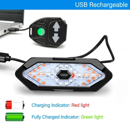 Vista 6 de Luz trasera para bicicleta con intermitentes USB recargable inalámbrico control remoto IPX4 impermeable ultra brillante LED advertencia de seguridad