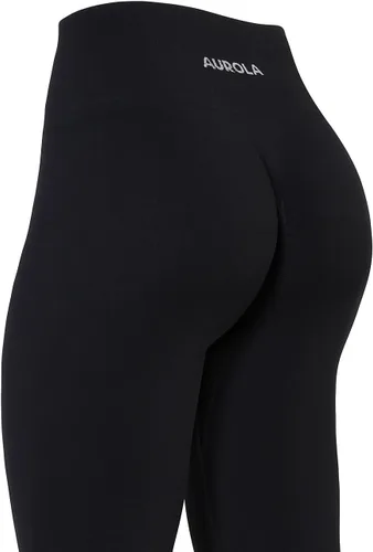 Vista 2 de AUROLA Leggings de entrenamiento para mujer, control de abdomen, a prueba de sentadillas, acanalados, gruesos, sin costuras, pantalones activos
