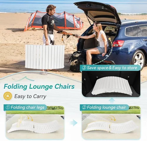 Vista 3 de Juego de 2 sillas plegables para piscina, premontadas de 8 pulgadas Blanco