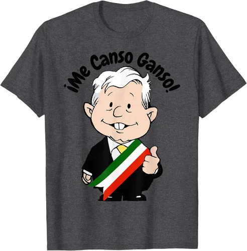 Vista 36 de AMLO Amlito Me Canso Ganso - Camiseta con diseño de dibujos animados mexicanos Gris Oscuro