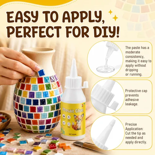 Vista 4 de JAOJAO Pegamento del mosaico, Adhesión fuerte seca rápida 3.4 fl oz
