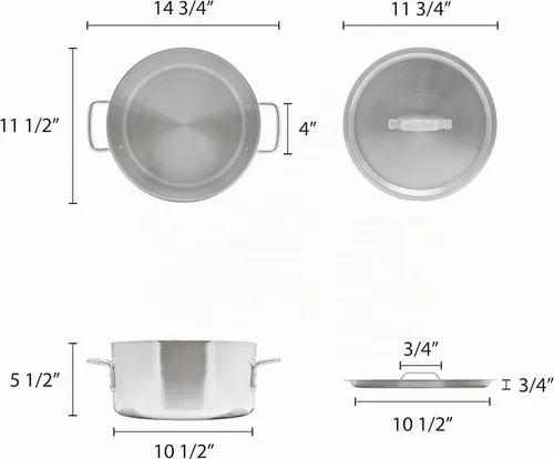 Vista 6 de TrueCraftware - Olla de aluminio de 8 cuartos de galón con cubierta de 0.236 in de grosor: utensilios de cocina pesados, sartén para estofar, asar