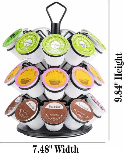 Vista 2 de K-Cup - Almacenamiento de cápsulas de café, soporte para cápsulas de carrusel, almacenamiento para cápsulas K (27 cápsulas-3 niveles)