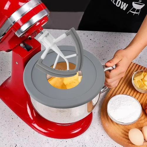 Vista 5 de Cubiertas de tazón de mezclador, tapas protectoras contra salpicaduras para mezclador de pie con cabeza inclinable KitchenAid de 4.5-5Qt, gris