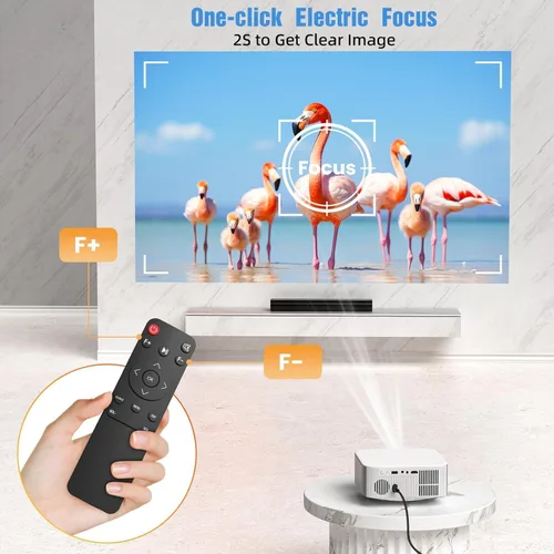 Vista 3 de HAPPRUN Proyector de cine para exteriores, proyector nativo HD 1080P E-Focus, proyector Bluetooth compatible con TV Stick Smartphone/HDMI/USB