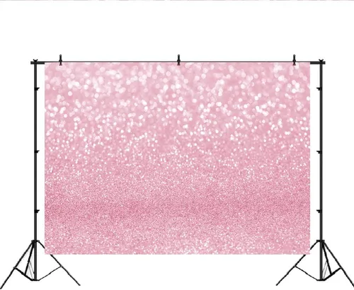 Vista 2 de Lofaris Telón de fondo de fotografía Bokeh rosa con puntos brillantes simulados, fondo abstracto de halos brillantes para baby shower, decoración