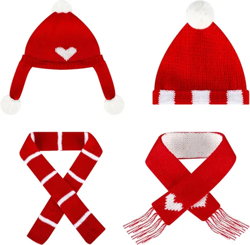 Vista 8 de Bencailor Paquete de 4 sombreros de Navidad para muñecas, color brillante
