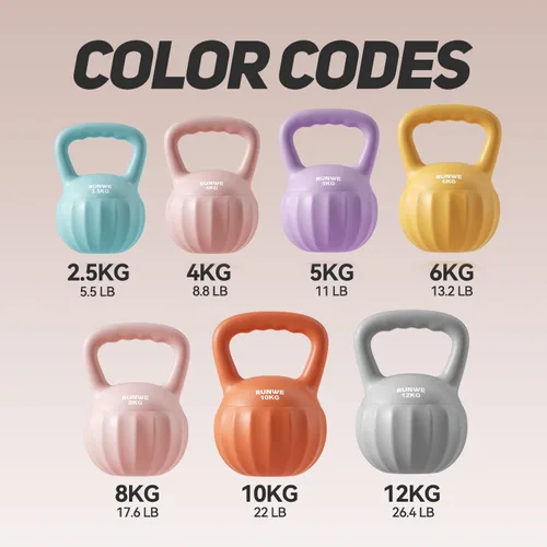 Vista 3 de RUNWE Pesa rusa para mujeres y hombres (se vende individualmente, no en conjunto) Varias opciones de peso y color, desde principiantes hasta