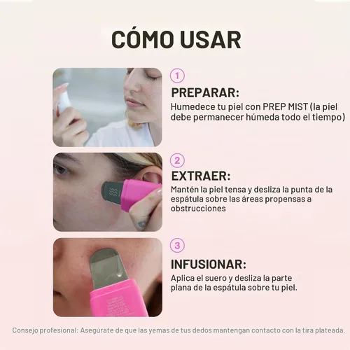 Vista 7 de DERMAFLASH DERMAPORE+ Dispositivo de cuidado de la piel, extractor ultrasónico de poros 2 en 1 e infusor para el cuidado de la piel, rubor