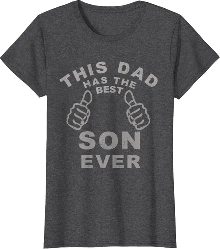 Vista 4 de Camiseta con texto en inglés "This Dad Has the Best Son Ever", regalo del día del padre, Negro