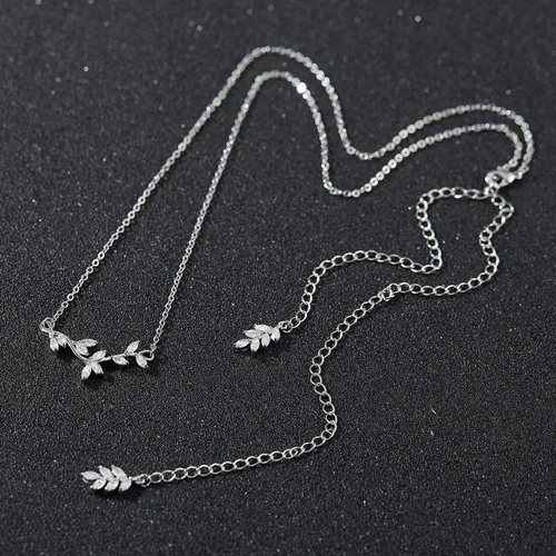 Vista 5 de SWEETV Collar de cristal para novia de boda para novias, collar con colgante de espalda delicada de vid de circonita cúbica para mujer, regalo