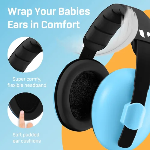 Vista 3 de Vanderfields Protección de oídos para bebés y niños pequeños - Orejeras para bebés con protección contra el ruido infantil - 21dB NRR - Edad 3 meses