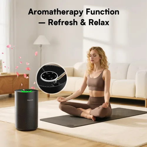 Vista 5 de Purificadores de aire mejorados para dormitorio y hogar con filtro HEPA H14, cubre hasta 1280 pies cuadrados, entrada de aire de 360°, purificador