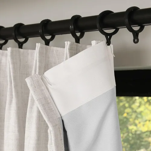 Vista 3 de cololeaf Cortinas hechas a medida, mezclas de lino, cortinas opacas plisadas con ganchos para sala de estar, dormitorio, hotel, granja, 1 panel
