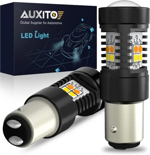 Vista 22 de Auxito Focos LED 3157 mejorados, rojo, 500% más brillantes, 3056, 3156, 3057, 4157, chip 102-SMD, proyector para luces de freno, freno trasero, Rojo