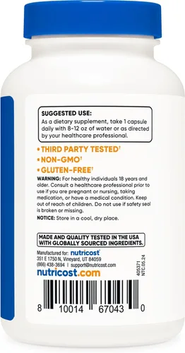 Vista 4 de Nutricost Baikal Skullcap 500 mg, 120 cápsulas vegetarianas - Sin OMG, sin gluten