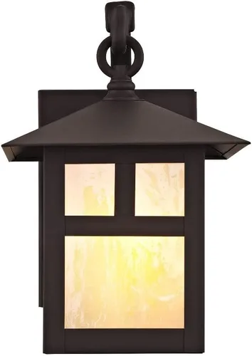 Vista 3 de Livex Lighting 2130-07 Montclair Mission - Farol de pared de latón macizo con acabado de bronce para exteriores, con vidrio Tiffany iridiscente, 16