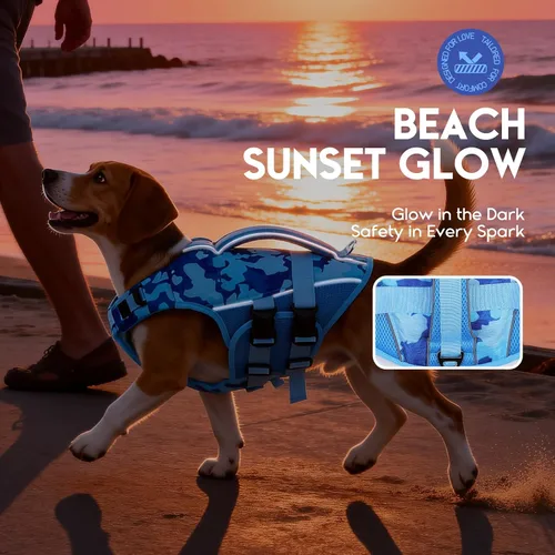 Vista 6 de ASENKU Chaleco salvavidas para perros, chaleco de natación para perros de alta flotación con asas de rescate para perros pequeños, medianos