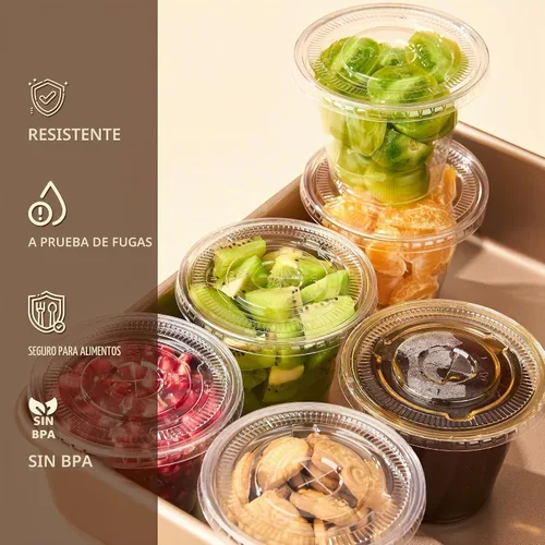 Vista 3 de YEEHAW Paquete de 50 vasos de plástico transparente de 9 onzas con tapas planas, vasos desechables con tapas con ranura para pajita para bebidas