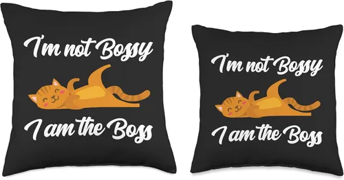 Vista 3 de I'm Not Bossy I Am The Boss Funny Job Cat Sarcasm I'm Not Bossy I Am The Boss Day Cat - Almohada divertida de humor para trabajo, oficina, 16 x 16