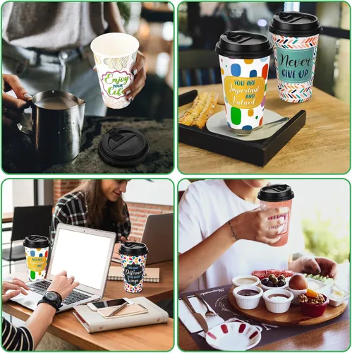 Vista 7 de Paquete de 50 tazas de café desechables de 16 onzas con tapas