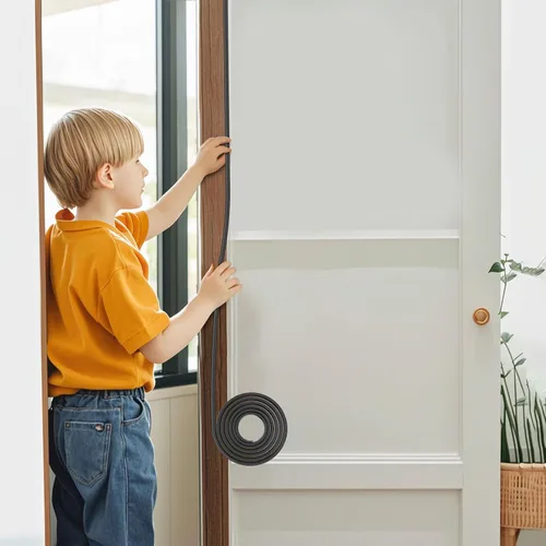 Vista 2 de Nest - Tira de sellado de espuma de madera para puertas y ventanas, alta elasticidad, cinta aislante de goma de alta adherencia, espuma de puerta
