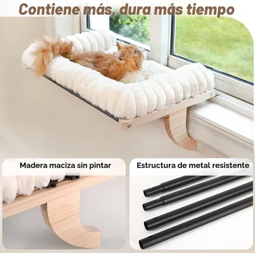 Vista 4 de Nube-Soft - Percha para ventana de gato, diseño de cremallera Blanco