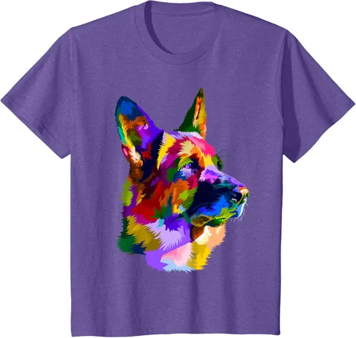 Vista 43 de Camiseta con retrato de pastor alemán para dueños de perros, Negro, S