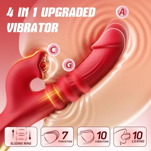 Vista 2 de Toendi Vibrador de empuje juguetes sexuales, consoladores para adultos, vibrador de punto G con anillo deslizante, consolador de empuje 7 10 lamer