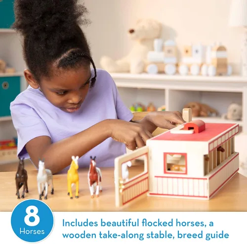 Vista 9 de Establo de madera de juguete con 8 caballos, de Melissa & Doug