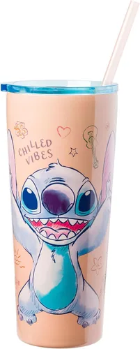 Vista 13 de Silver Buffalo Disney Lilo y Stitch Saludos desde Hawái con Scrump, Vaso de doble pared con forma de piña, 473 ml (16 oz)