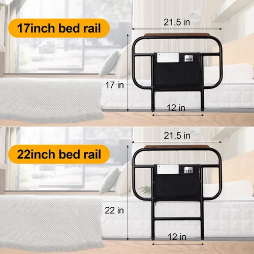 Vista 3 de Riel de cama atornillado para cama ajustable, apto solo para tabla de madera, 1 unidad, 22 pulgadas de altura