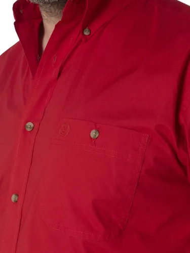 Vista 3 de Wrangler George Strait - Camisa tejida de manga larga con botones de un bolsillo para hombre, Rojo